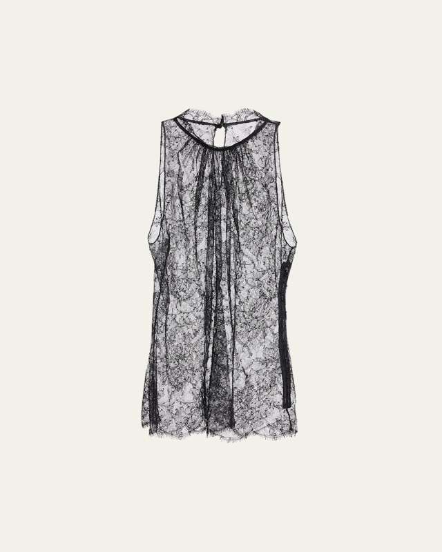 Scalloped Sheer Floral Lace Halter Top